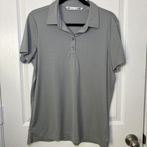 Travis Mathew Women's Polo Golf Shirt Size Large Gray Active *Company Logo*